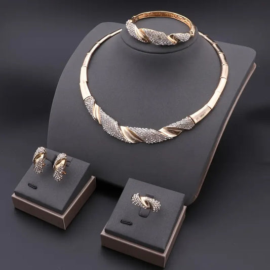 4-teiliges elegantes Strass-Schmuckset