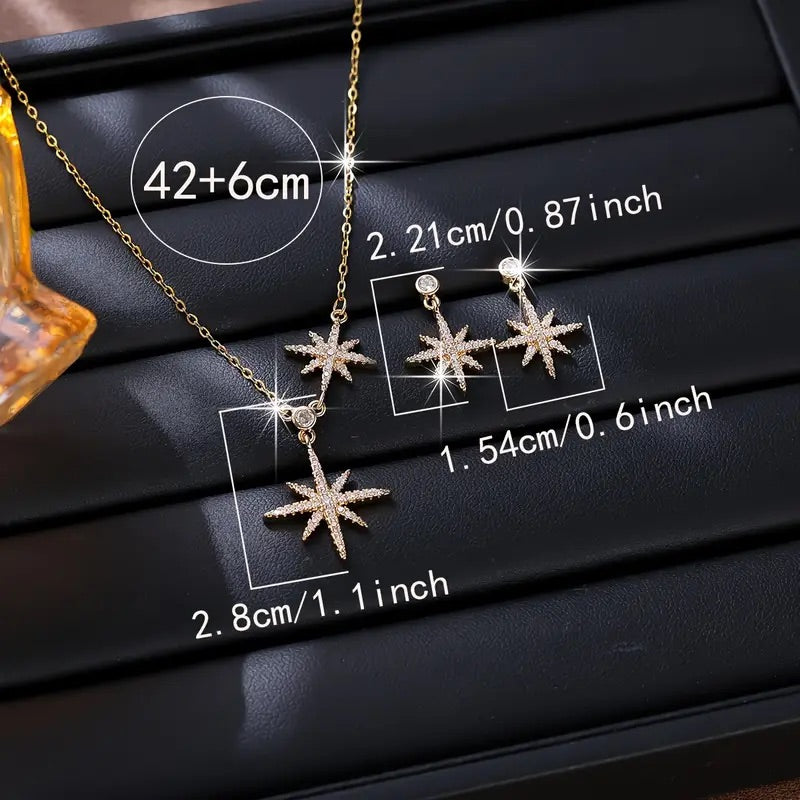 3-teiliges Schmuck-Set mit achteckigem Stern
