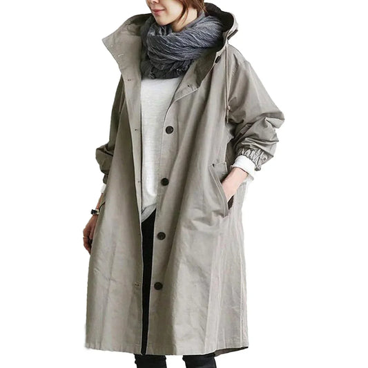 Alma | Lange waterafstotende trenchcoat met capuchon