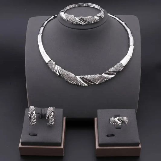 4-teiliges elegantes Strass-Schmuckset