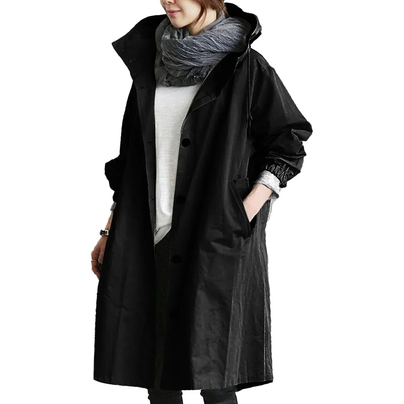 Alma | Lange waterafstotende trenchcoat met capuchon