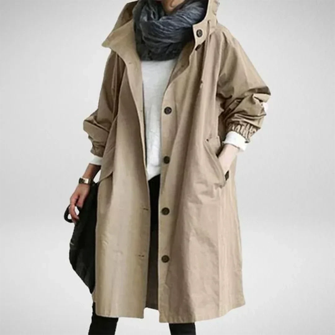 Alma | Lange waterafstotende trenchcoat met capuchon
