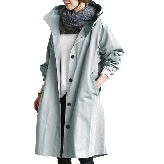 Alma | Lange waterafstotende trenchcoat met capuchon