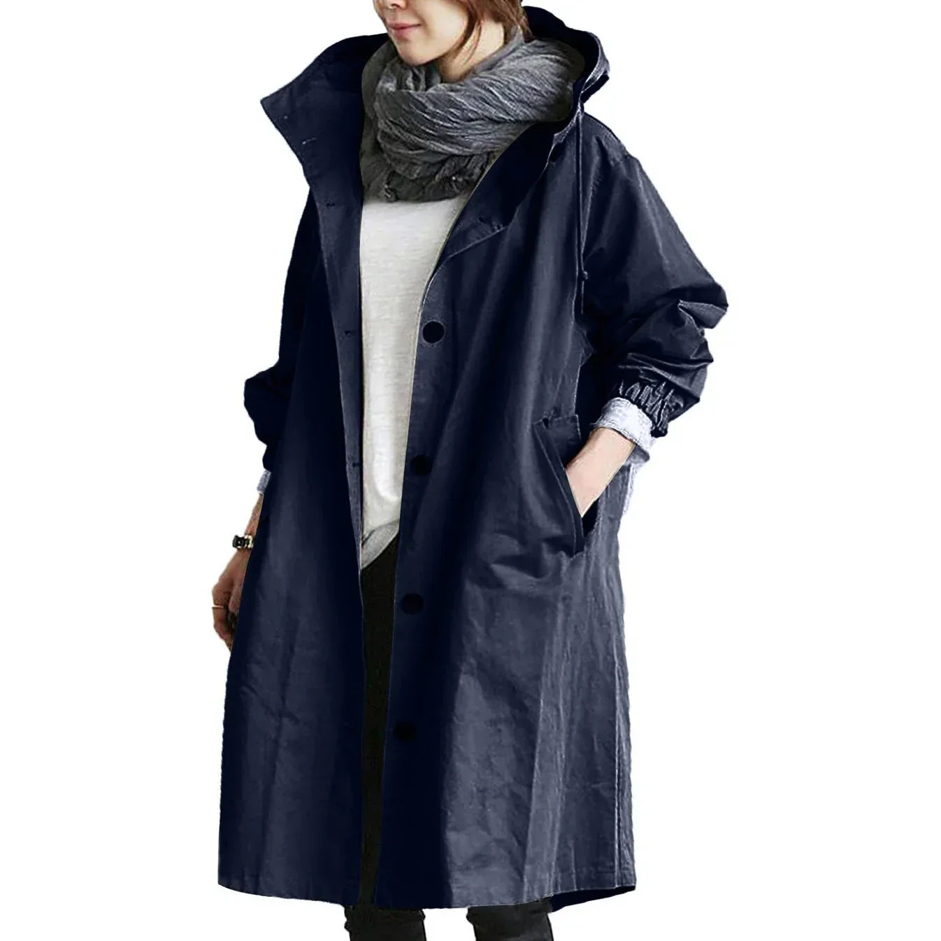 Alma | Lange waterafstotende trenchcoat met capuchon